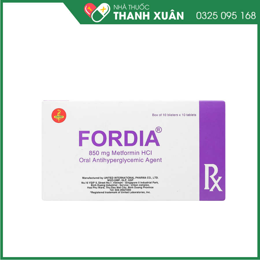 Fordia 850mg điều trị đái tháo đường týp 2